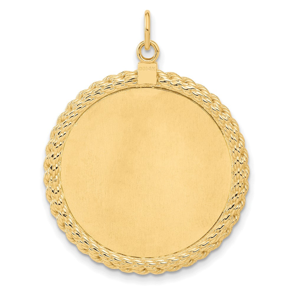 14k Yellow Gold 14k Patterned .013 Gauge Engravable Rope Disc w/Satin Back