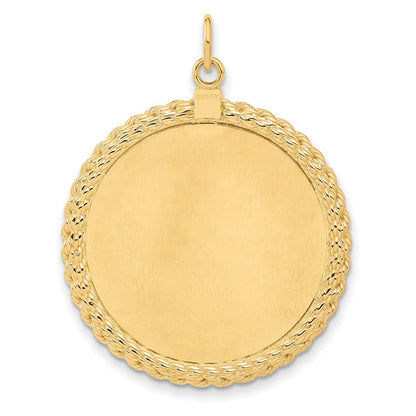 14k Yellow Gold 14k Patterned .013 Gauge Engravable Rope Disc w/Satin Back