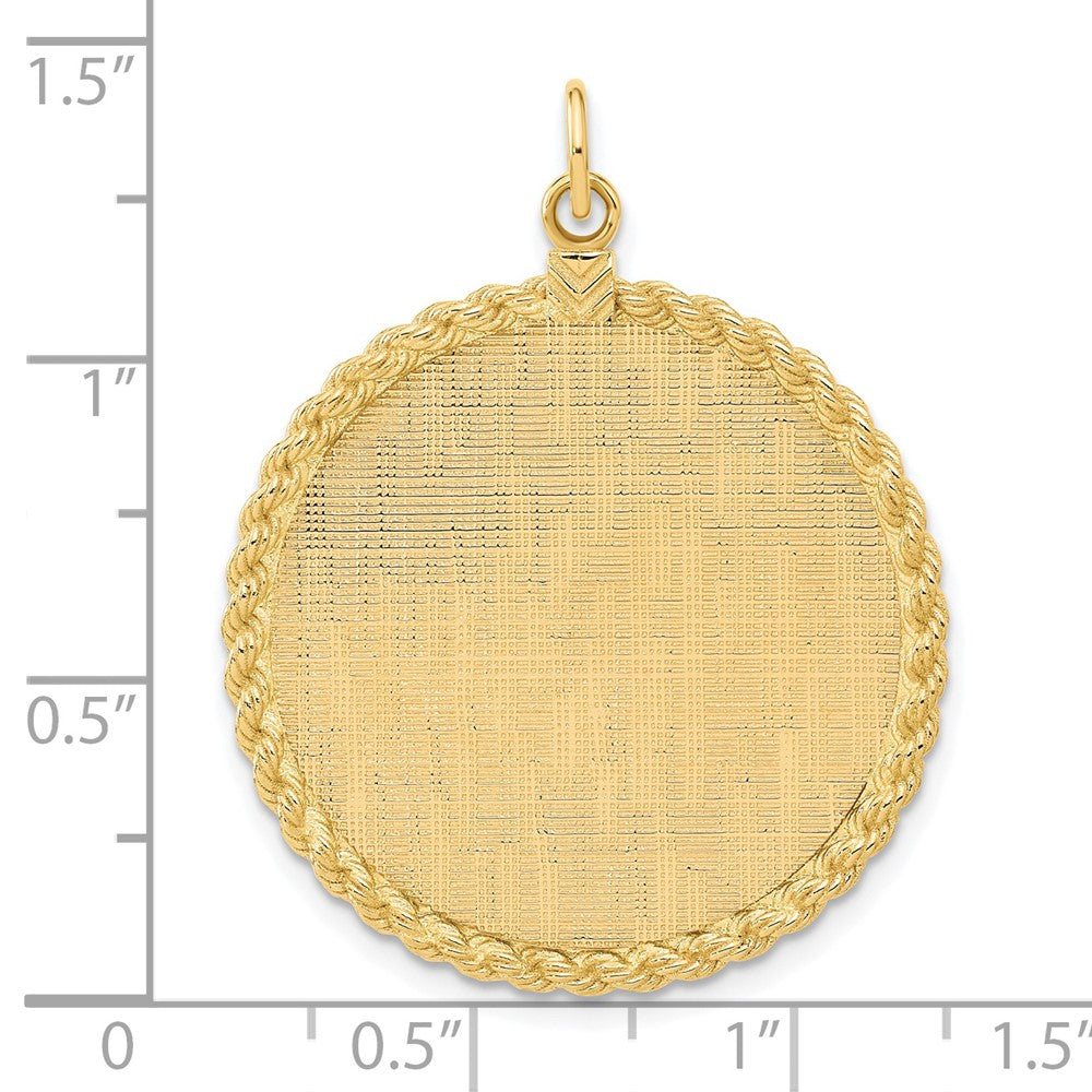 14k Yellow Gold 14k Patterned .013 Gauge Engravable Rope Disc w/Satin Back