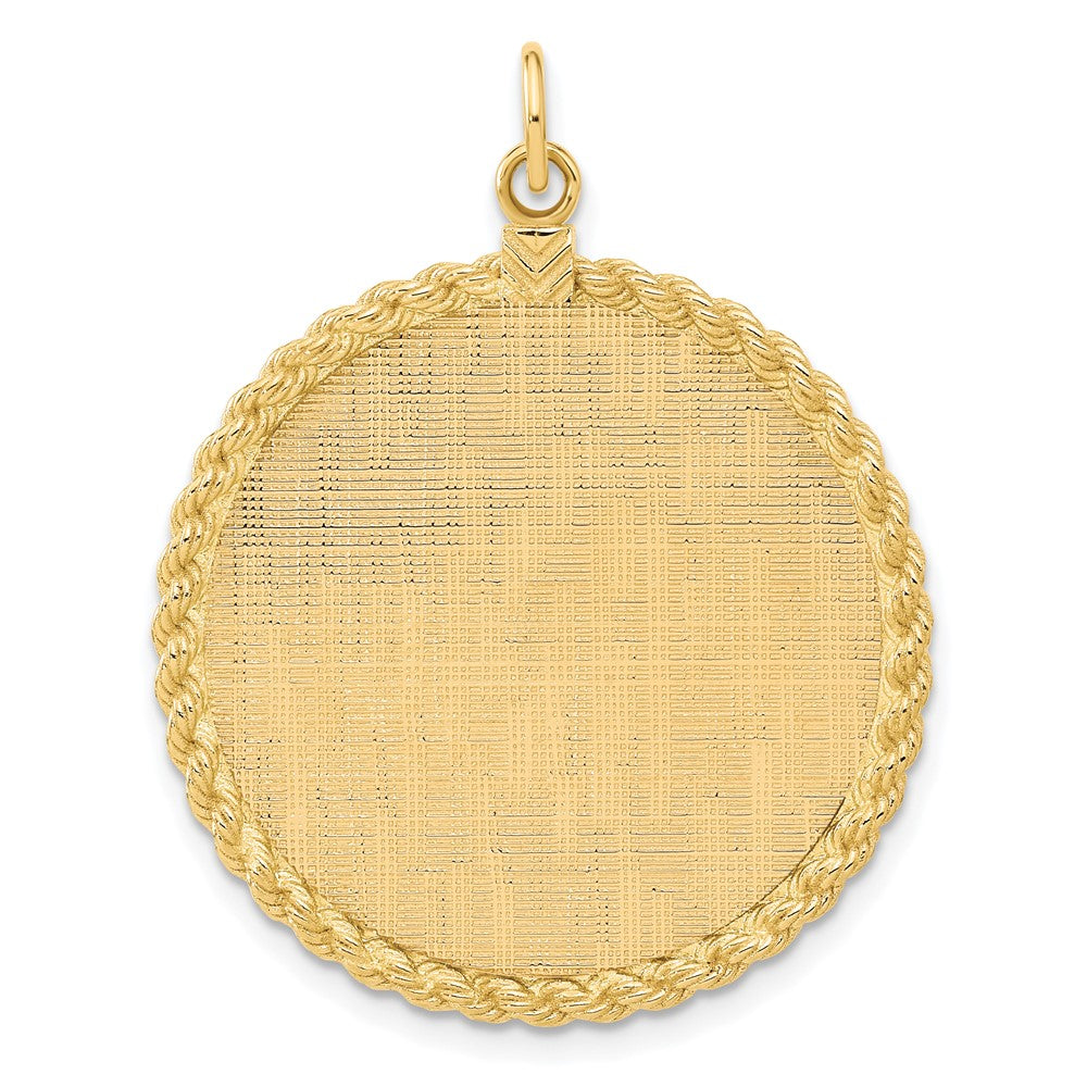14k Yellow Gold 14k Patterned .013 Gauge Engravable Rope Disc w/Satin Back