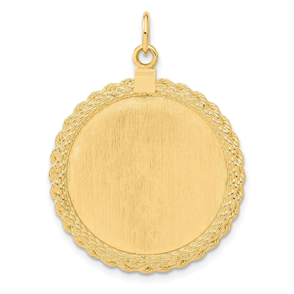 14k Yellow Gold 14k Patterned .013 Gauge Engravable Rope Disc w/Satin Back