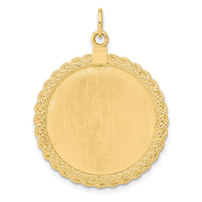 14k Yellow Gold 14k Patterned .013 Gauge Engravable Rope Disc w/Satin Back