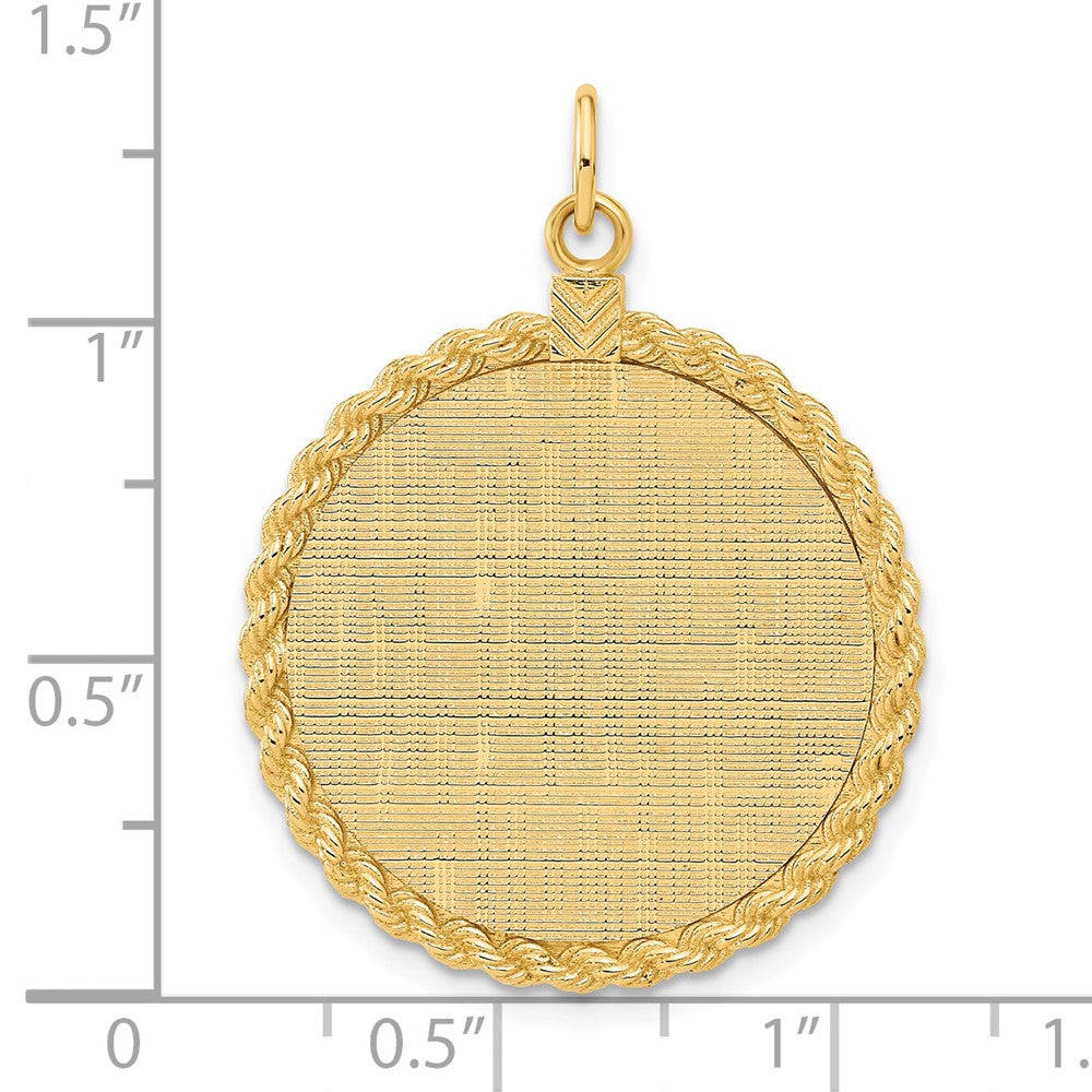 14k Yellow Gold 14k Patterned .013 Gauge Engravable Rope Disc w/Satin Back