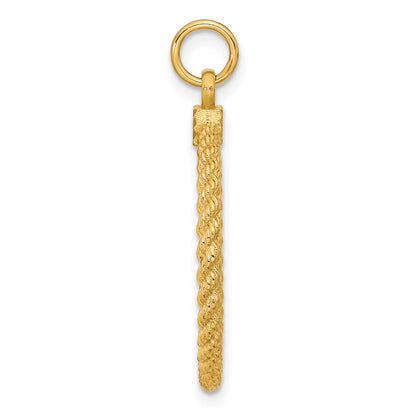 14k Yellow Gold 14k Plain .013 Gauge Circular Engravable Disc with Rope Charm