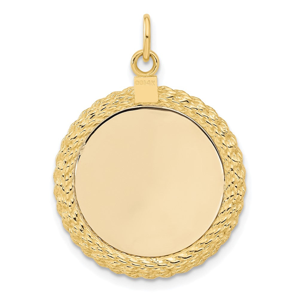 14k Yellow Gold 14k Plain .013 Gauge Circular Engravable Disc with Rope Charm