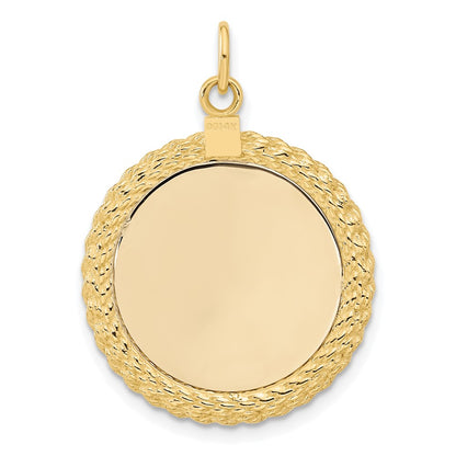 14k Yellow Gold 14k Plain .013 Gauge Circular Engravable Disc with Rope Charm