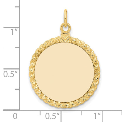 14k Yellow Gold 14k Plain .013 Gauge Circular Engravable Disc with Rope Charm