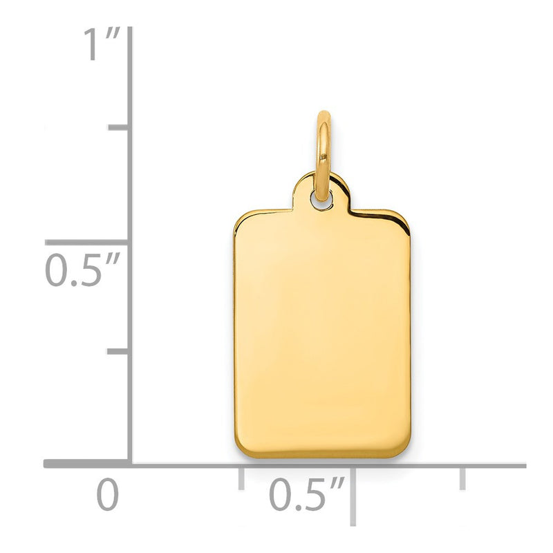 14k Yellow Gold Plain Rectangular Engravable Disc Charm