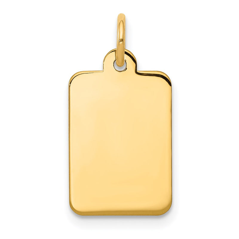 14k Yellow Gold Plain Rectangular Engravable Disc Charm