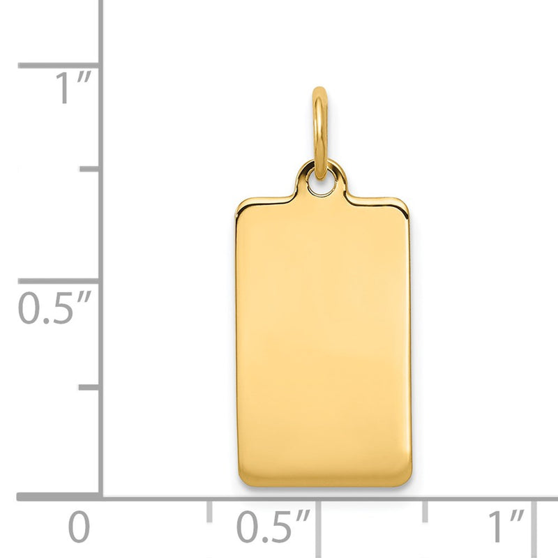 14k Yellow Gold Plain Rectangular Engravable Disc Charm