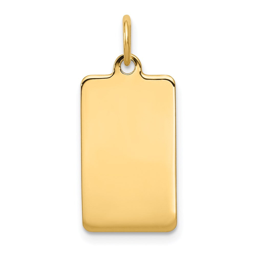 14k Yellow Gold Plain Rectangular Engravable Disc Charm