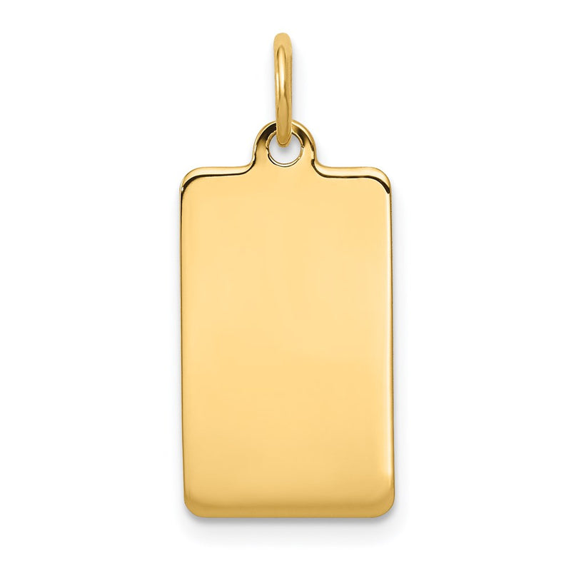 14k Yellow Gold Plain Rectangular Engravable Disc Charm