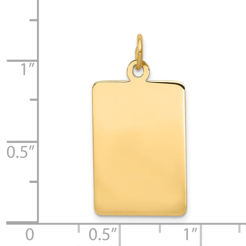 14k Yellow Gold Plain Rectangular Engravable Disc Charm