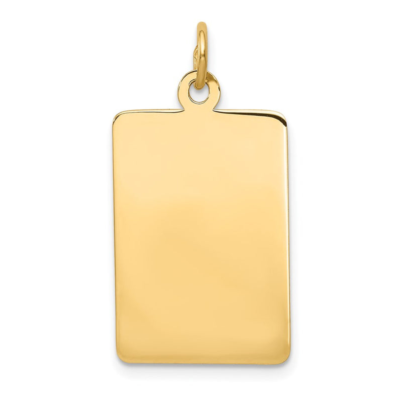 14k Yellow Gold Plain Rectangular Engravable Disc Charm