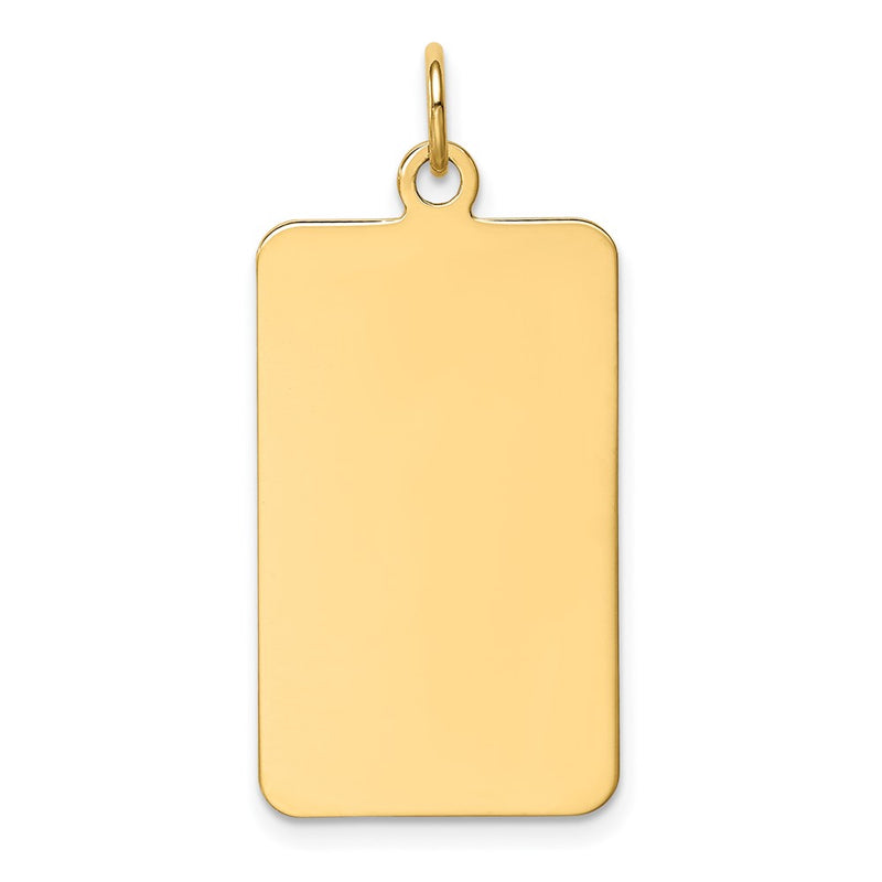 14k Yellow Gold Plain Rectangular Engravable Disc Charm