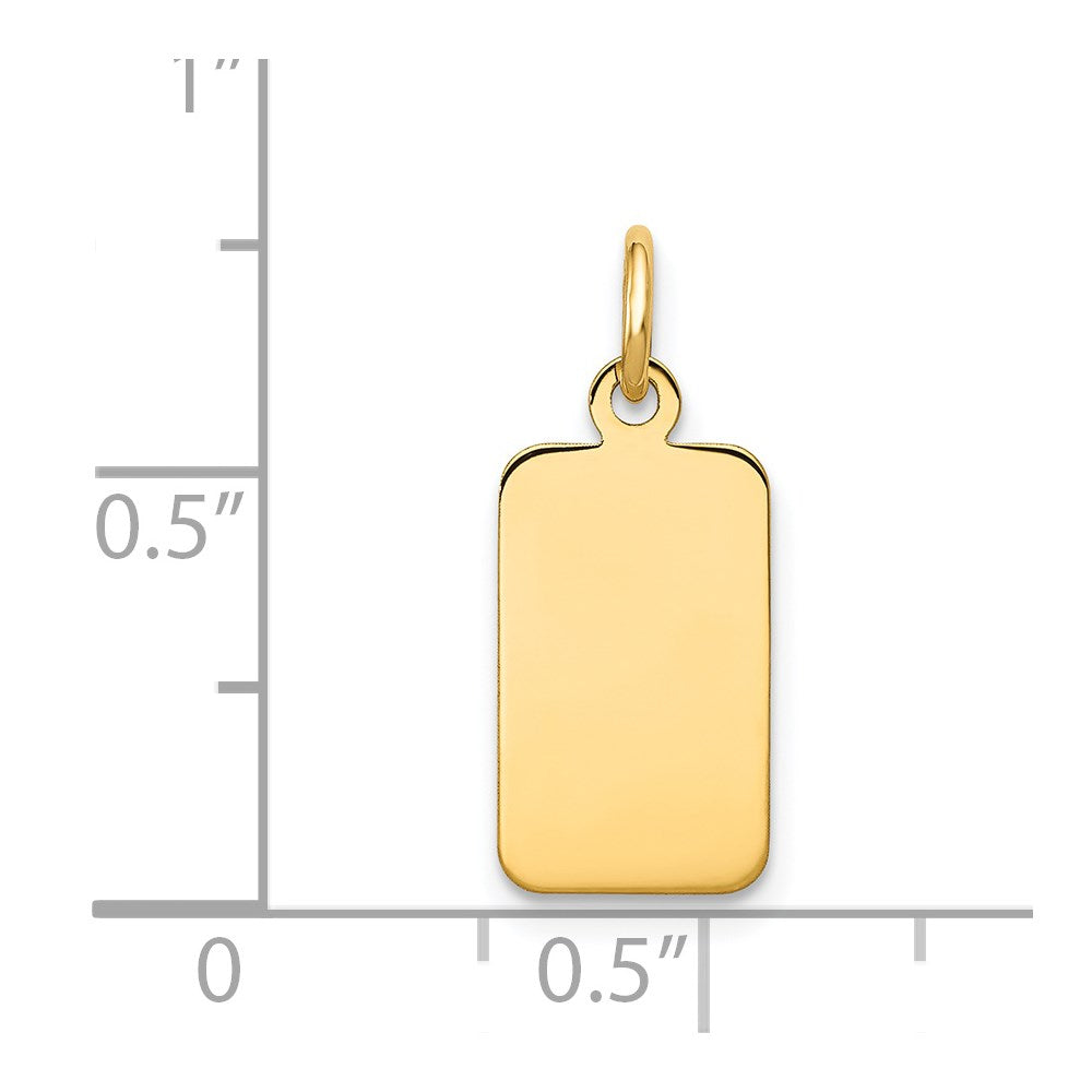 14k Yellow Gold Plain Engravable Rectangular Disc Charm