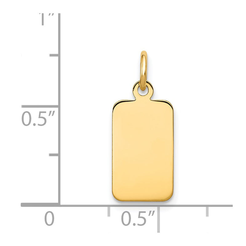 14k Yellow Gold Plain Engravable Rectangular Disc Charm