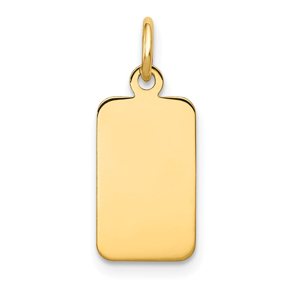 14k Yellow Gold Plain Engravable Rectangular Disc Charm