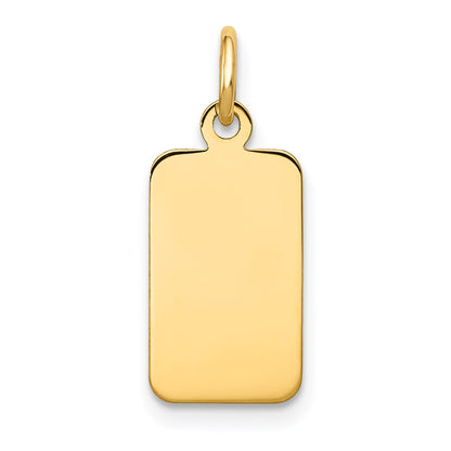 14k Yellow Gold Plain Engravable Rectangular Disc Charm
