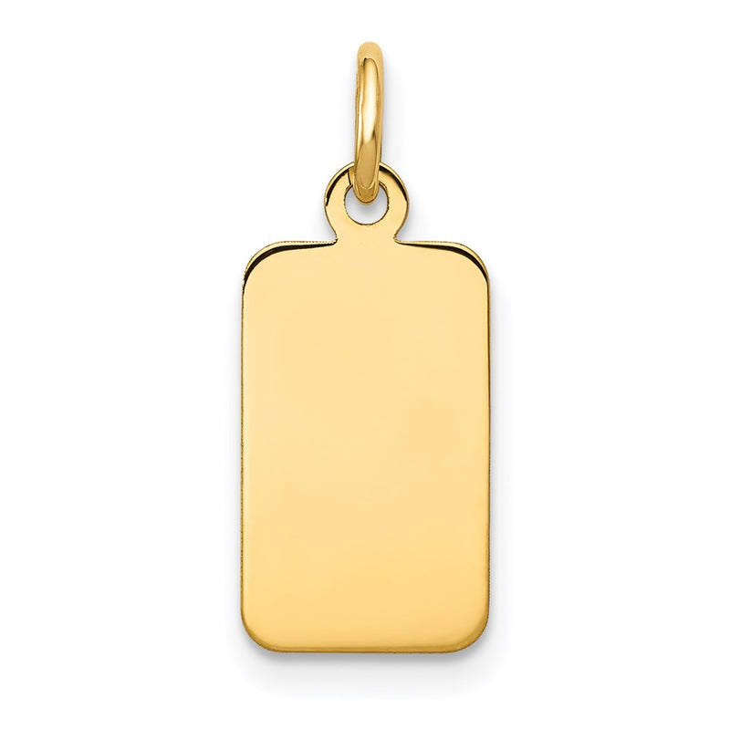 14k Yellow Gold Plain Engravable Rectangular Disc Charm