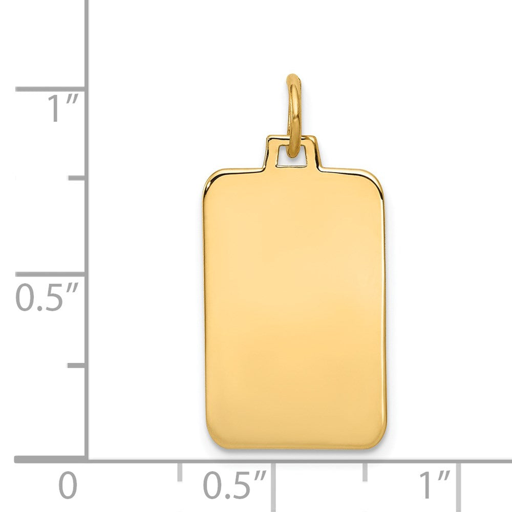 14k Yellow Gold Plain Engravable Rectangular Disc Charm
