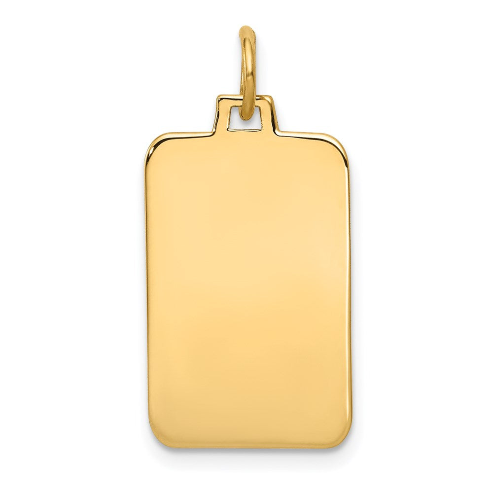 14k Yellow Gold Plain Engravable Rectangular Disc Charm