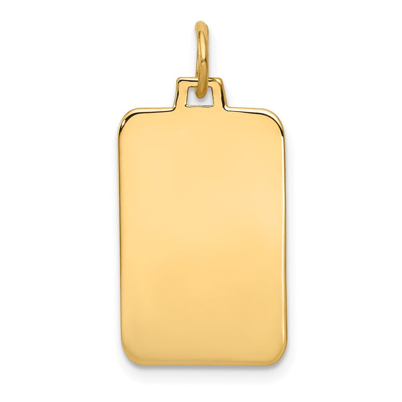 14k Yellow Gold Plain Engravable Rectangular Disc Charm