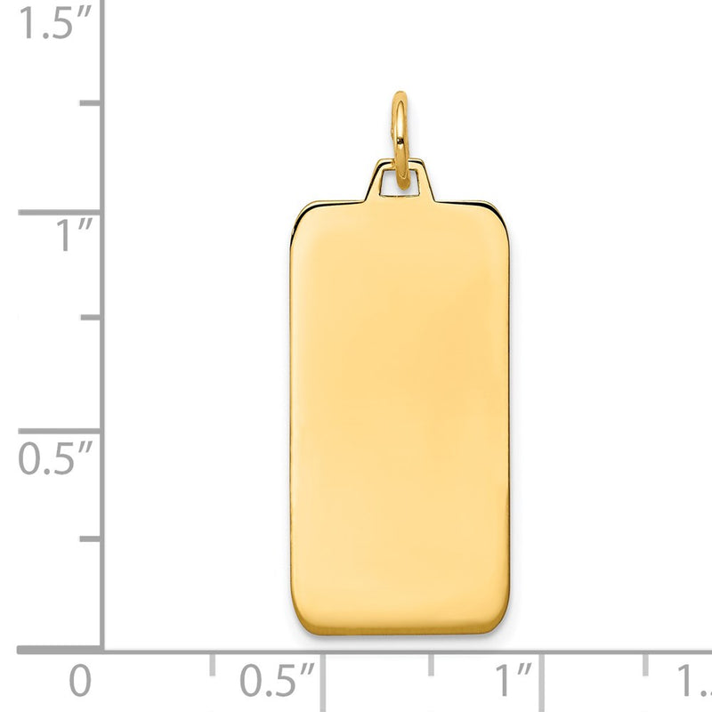 14k Yellow Gold Plain Engravable Rectangular Disc Charm