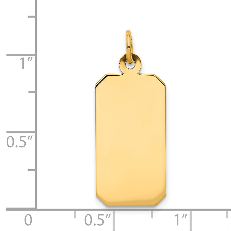 14k Yellow Gold Plain Engravable Rectangular Disc Charm