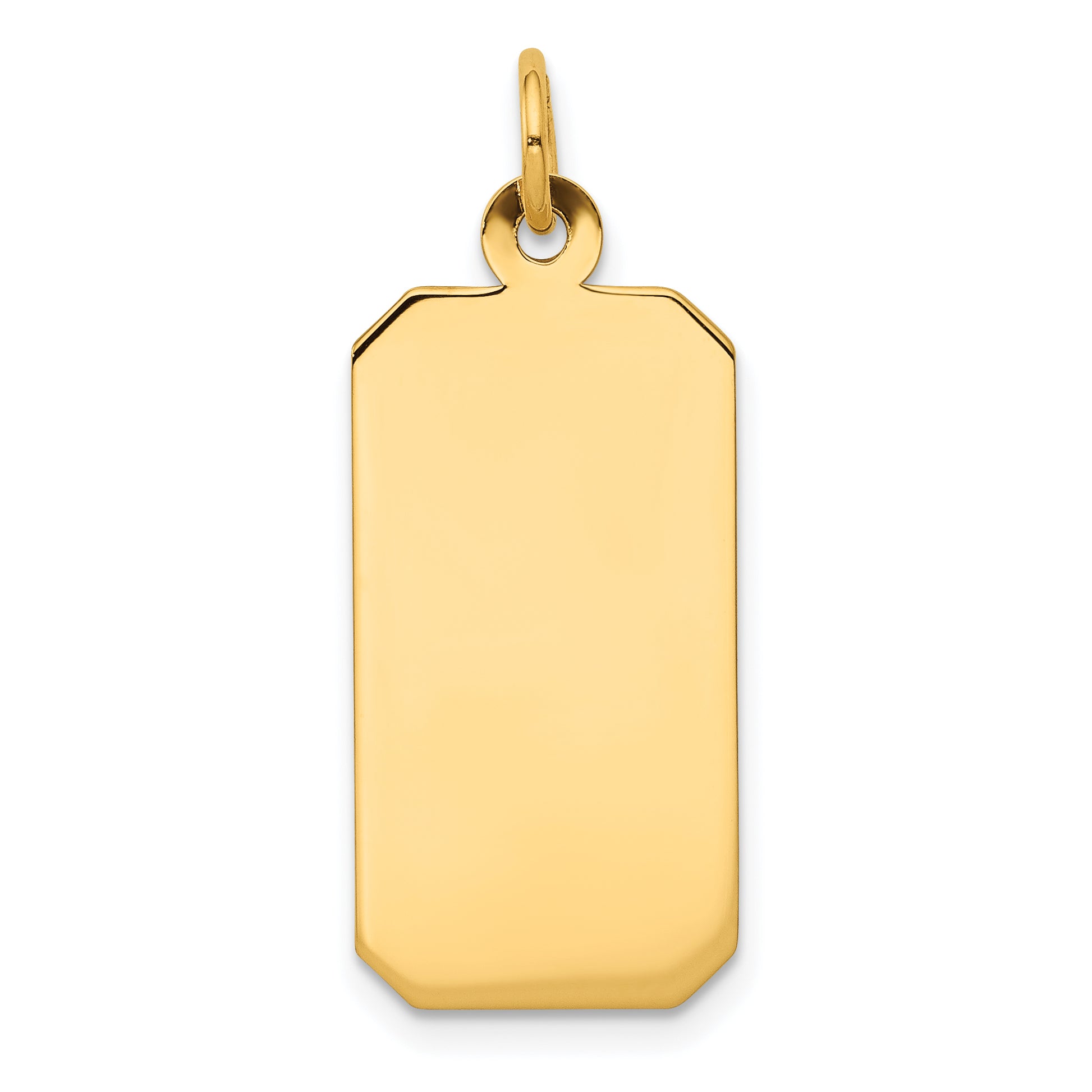 14k Yellow Gold Plain Engravable Rectangular Disc Charm