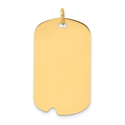 14k Yellow Gold Plain Engraveable Dog Tag w/Notch Disc Charm