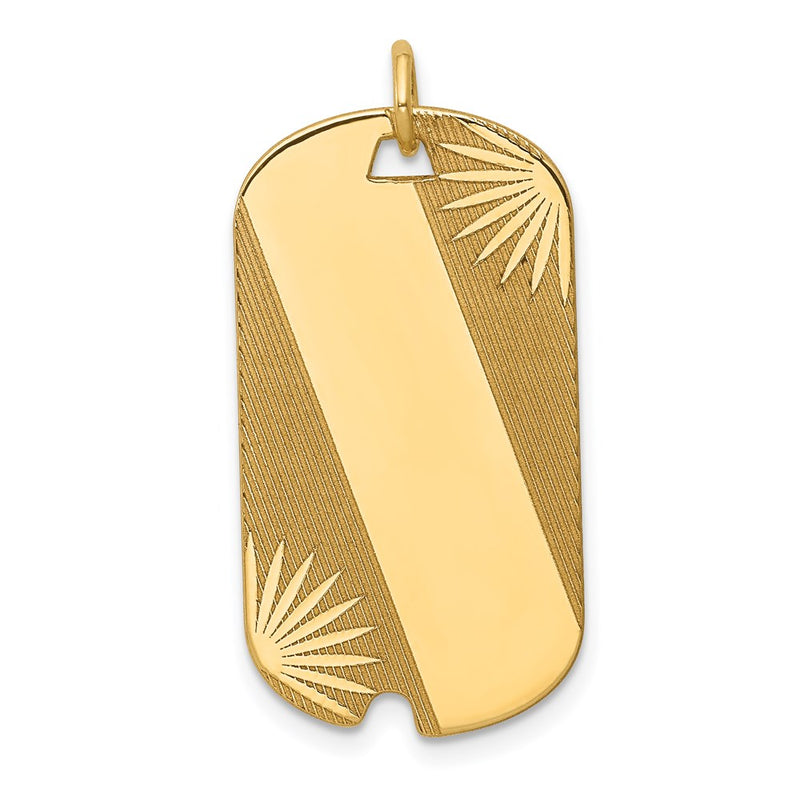 14k Yellow Gold 14k Patterned .018 Gauge Engravable Dog Tag Disc Charm