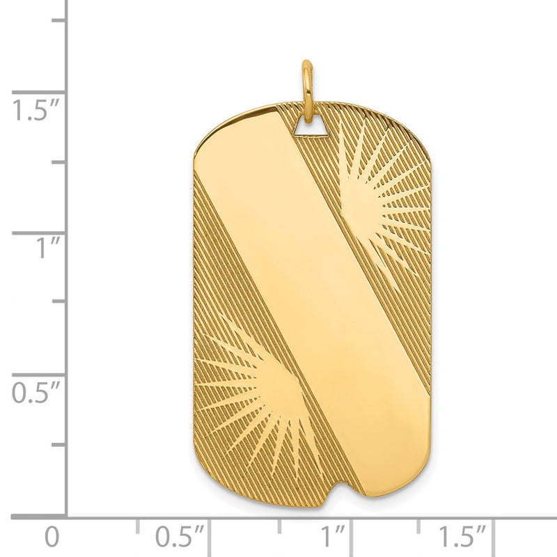 14k Yellow Gold 14k Patterned .018 Gauge Engravable Dog Tag Disc Charm