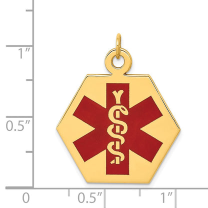 14k Yellow Gold 14k Red Enamel Medical Jewelry Pendant