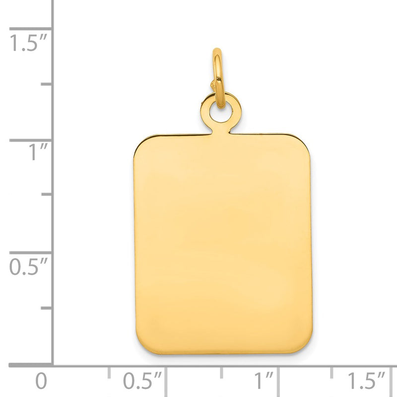 14K Yellow Gold Plain Rectangular .035 Gauge Engravable Disc Charm