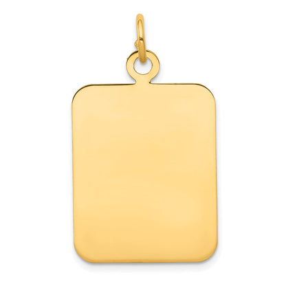14k Yellow Gold Plain Rectangular Engravable Disc Charm