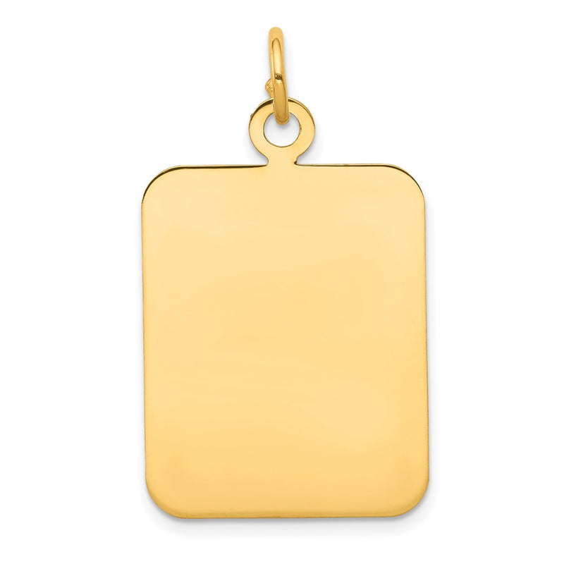 14K Yellow Gold Plain Rectangular .035 Gauge Engravable Disc Charm