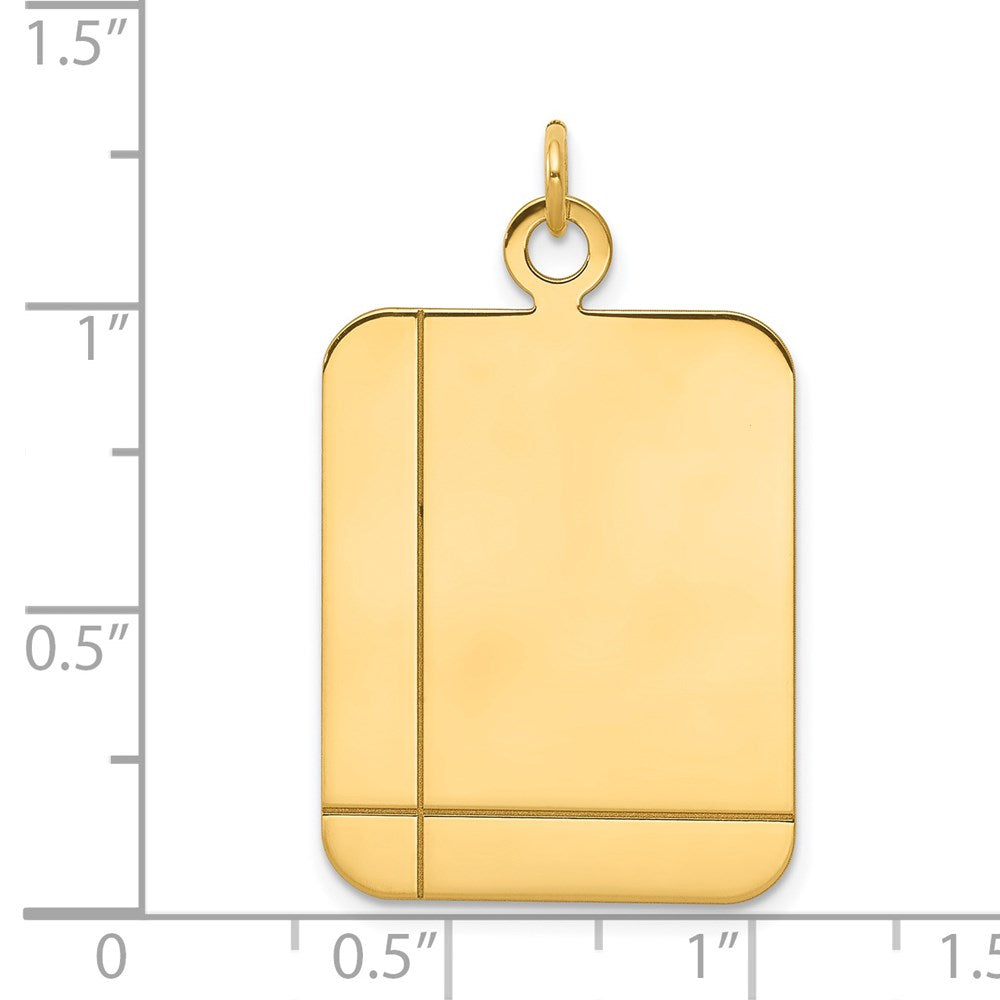 14k Yellow Gold Plain Rectangular Engravable Disc Charm