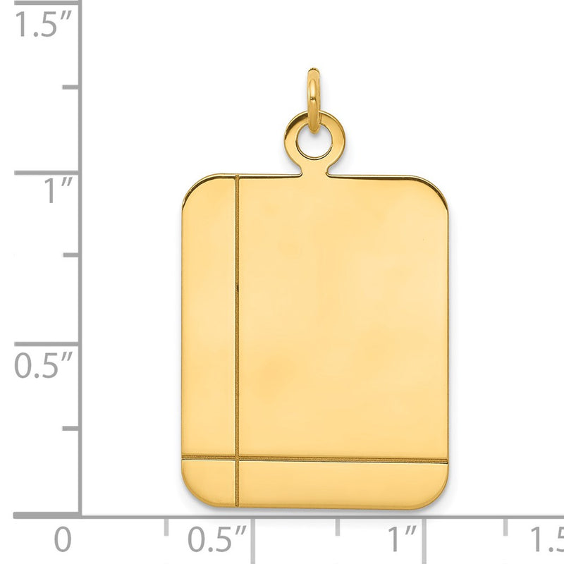 14k Yellow Gold Plain Rectangular Engravable Disc Charm