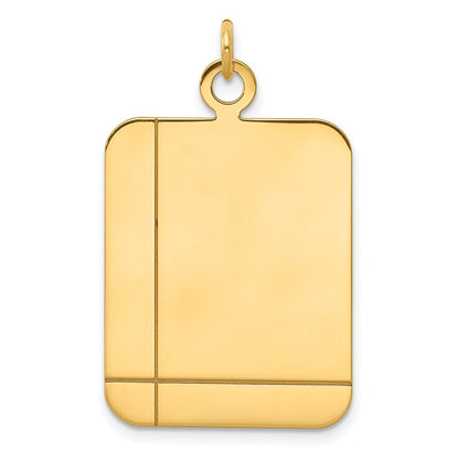 14k Yellow Gold Plain Rectangular Engravable Disc Charm