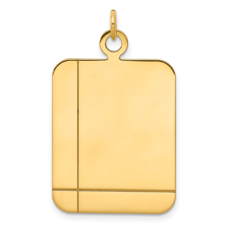 14k Yellow Gold Plain Rectangular Engravable Disc Charm