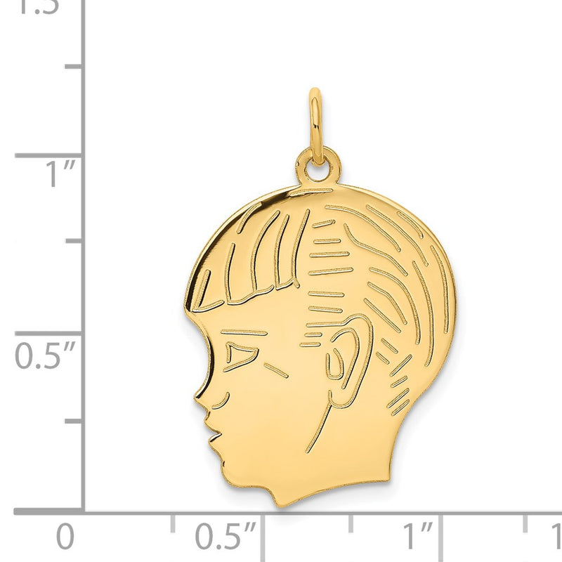 14k Yellow Gold 14k.011 Depth Engravable Boy Head Charm