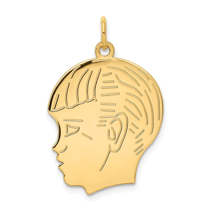 14k Yellow Gold 14k.011 Depth Engravable Boy Head Charm
