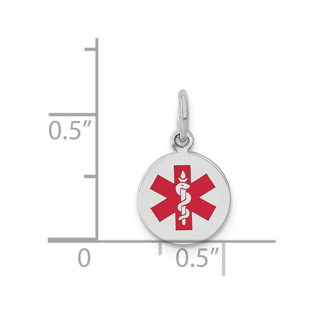 14k White Gold 14k White Gold Red Enamel Medical Jewelry Pendant