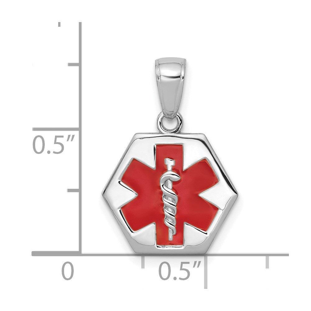 14k White Gold 14K White Gold Textured Back Enameled Medical Disk Pendant
