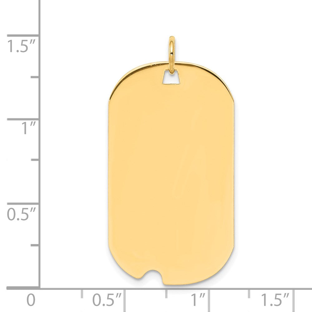 14k Yellow Gold Plain .027 Gauge Engravable Dog Tag w/Notch Disc Charm