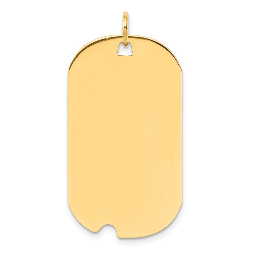 14k Yellow Gold Plain .027 Gauge Engravable Dog Tag w/Notch Disc Charm