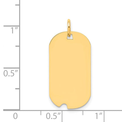14k Yellow Gold Plain .027 Gauge Engravable Dog Tag w/Notch Disc Charm