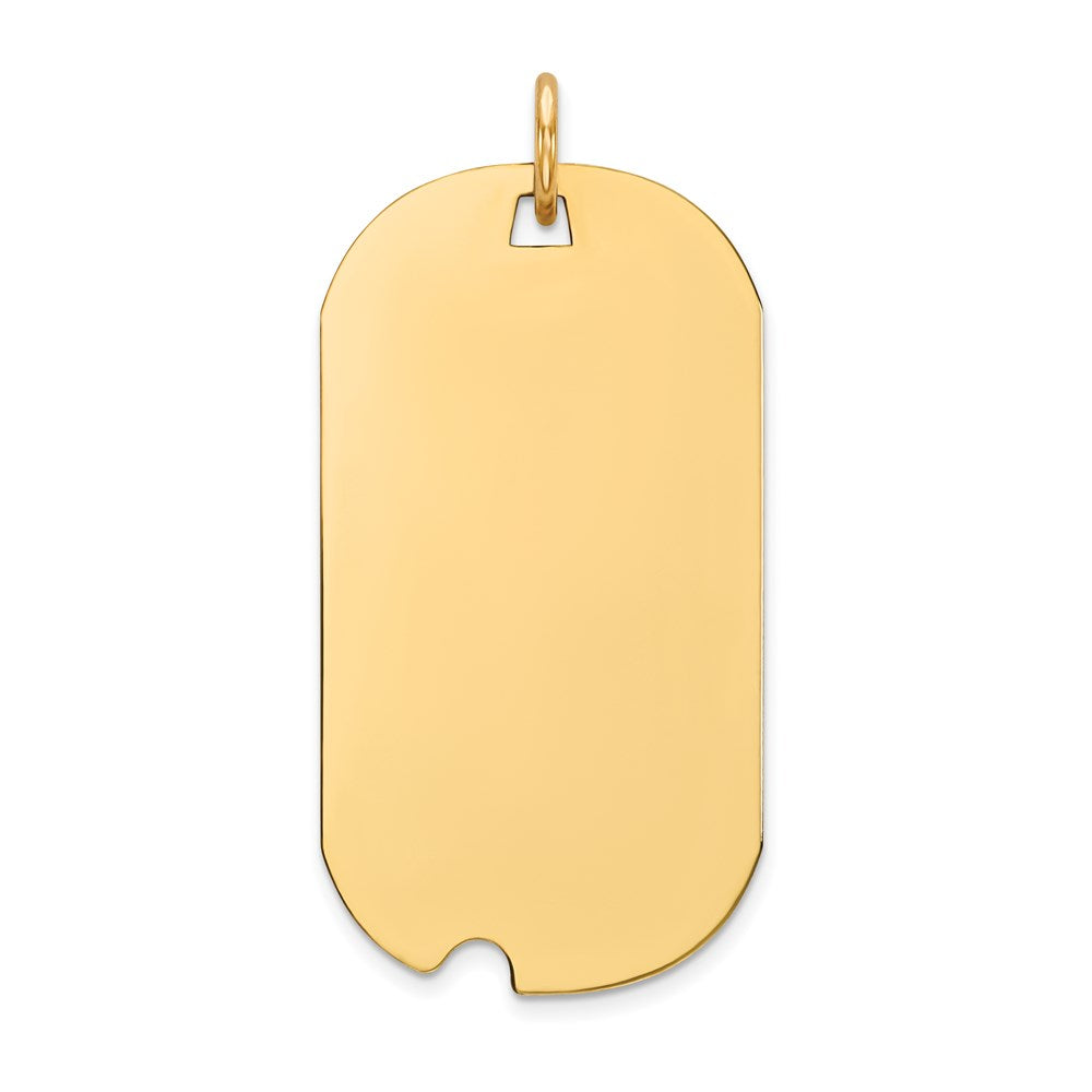 14k Yellow Gold Plain .027 Gauge Engravable Dog Tag w/Notch Disc Charm