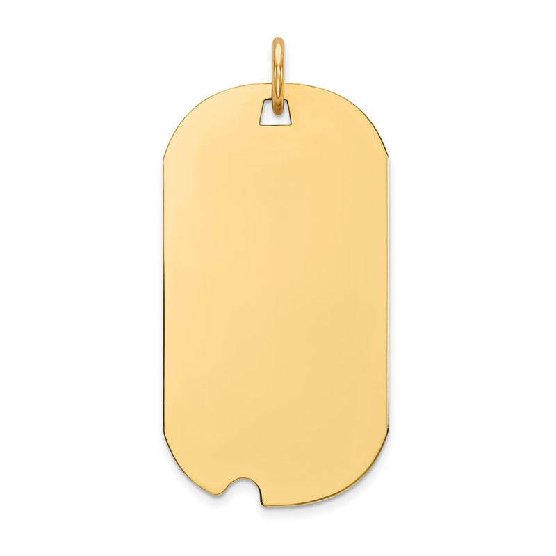 14k Yellow Gold Plain .027 Gauge Engravable Dog Tag w/Notch Disc Charm